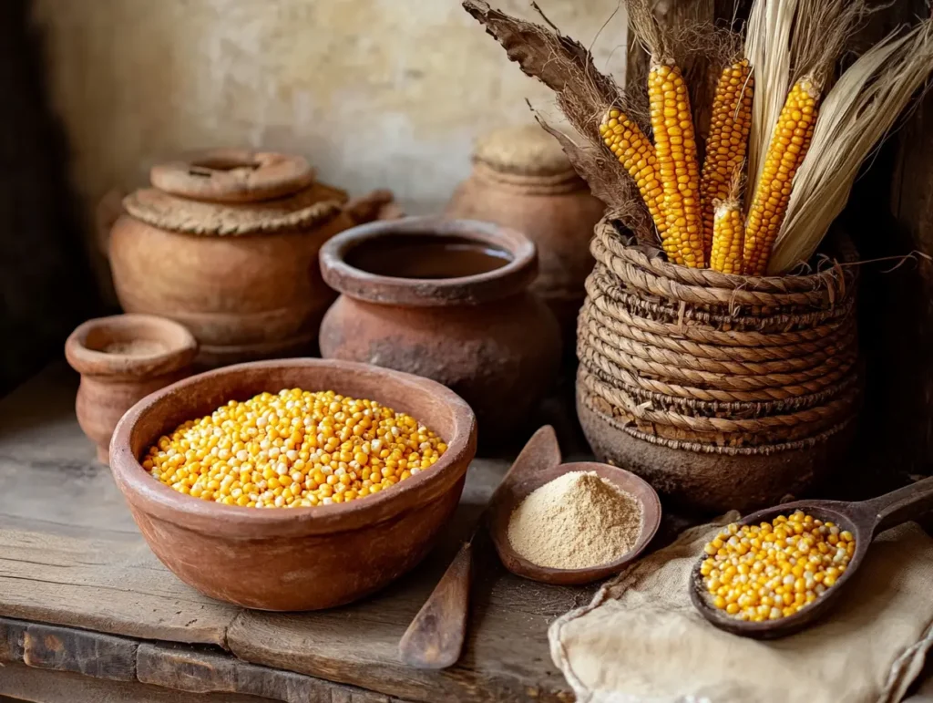 Traditional cornbread preparation tools with stone-ground cornmeal, representing Native American cooking roots. Why do Southerners not put sugar in cornbread?