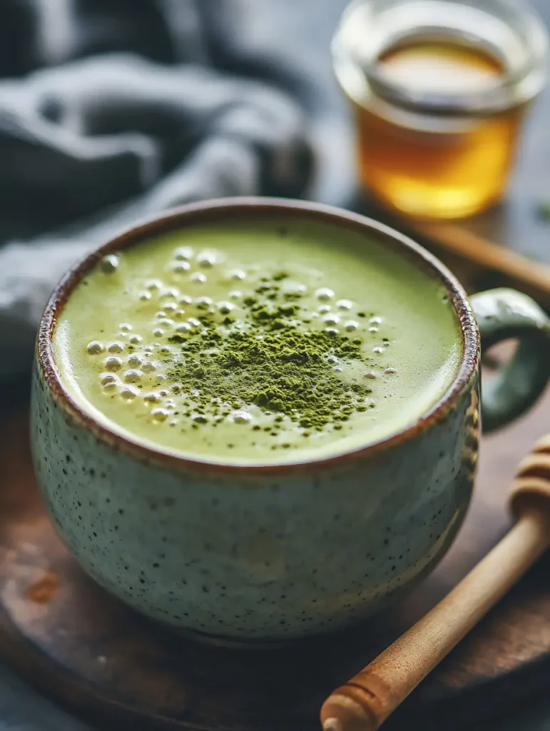 A creamy hot matcha latte with steamed milk and honey. Is it okay to drink matcha hot?