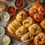 Freshly baked golden-brown Bubba’s Dinner Rolls brushed