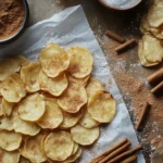 Homemade cinnamon chips and cookies made with cinnamon substitutes on a rustic table.