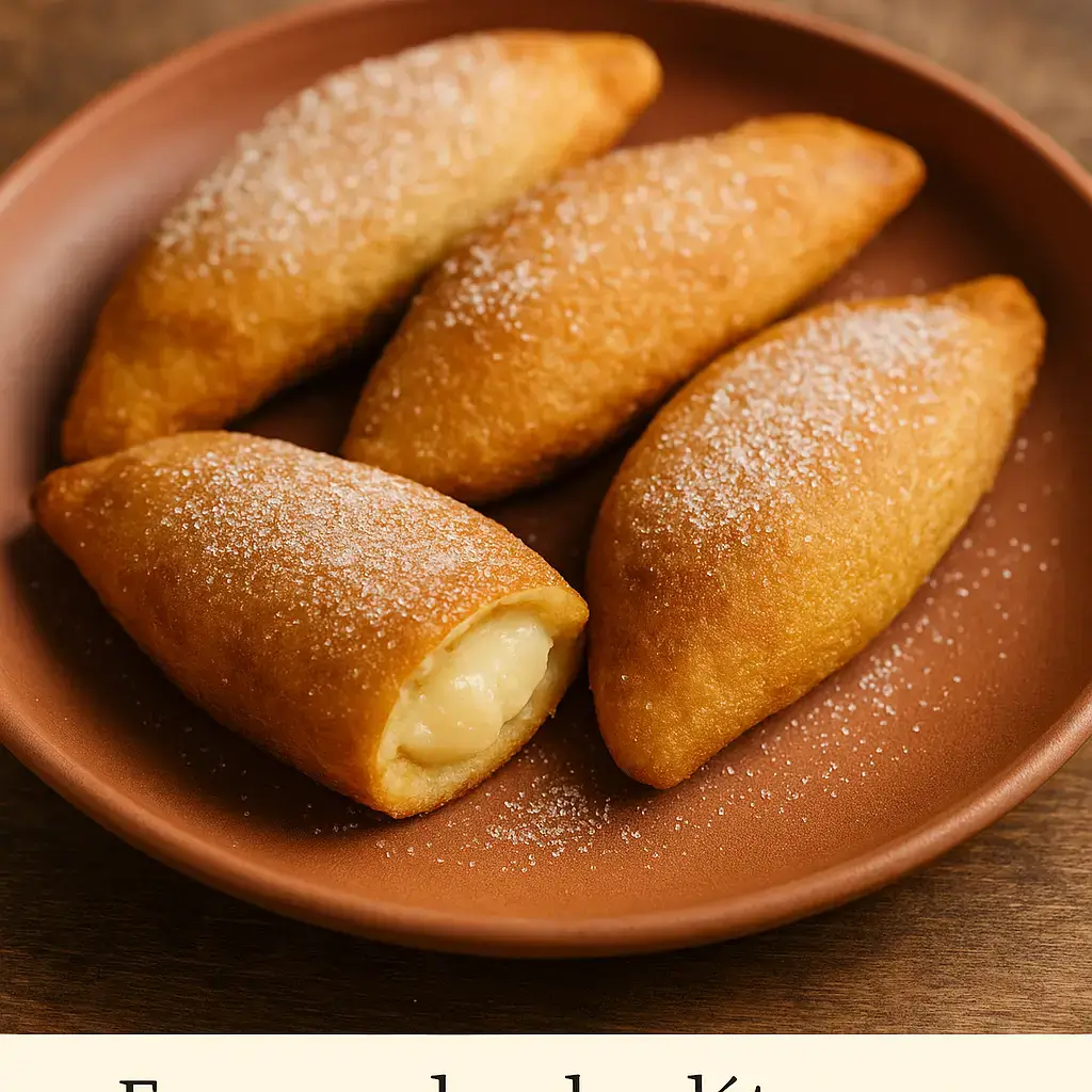 Empanadas de plátano, sweet Salvadoran dessert with milk custard filling