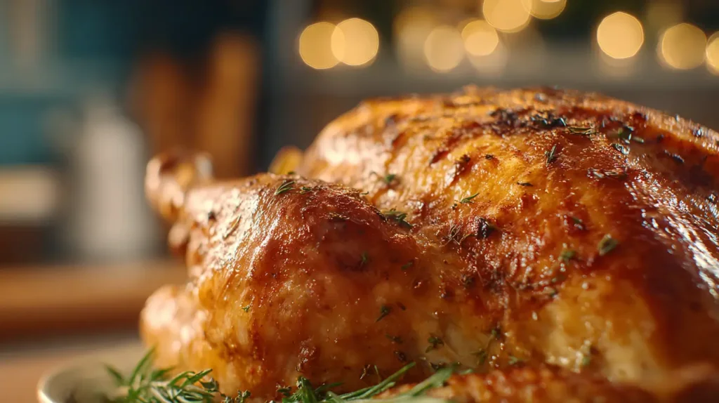 Cajun-style Emeril Lagasse turkey recipe with golden roasted skin