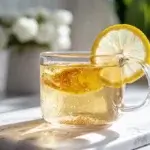 Gelatin trick recipe weight loss drink with lemon slice in glass