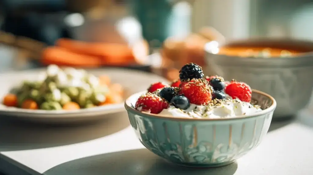 healthy glp-1 recipes for weight loss breakfast lunch and dinner on a kitchen counter