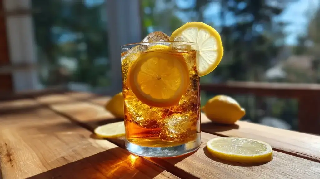 iced chaga mushroom tea with lemon