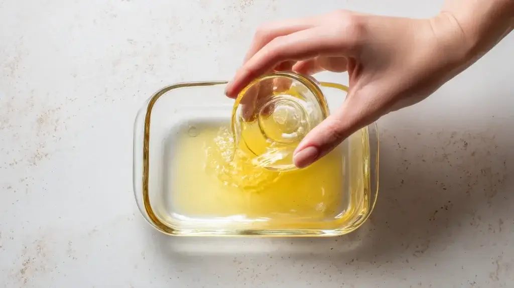 pouring homemade jello weight loss recipe into dish