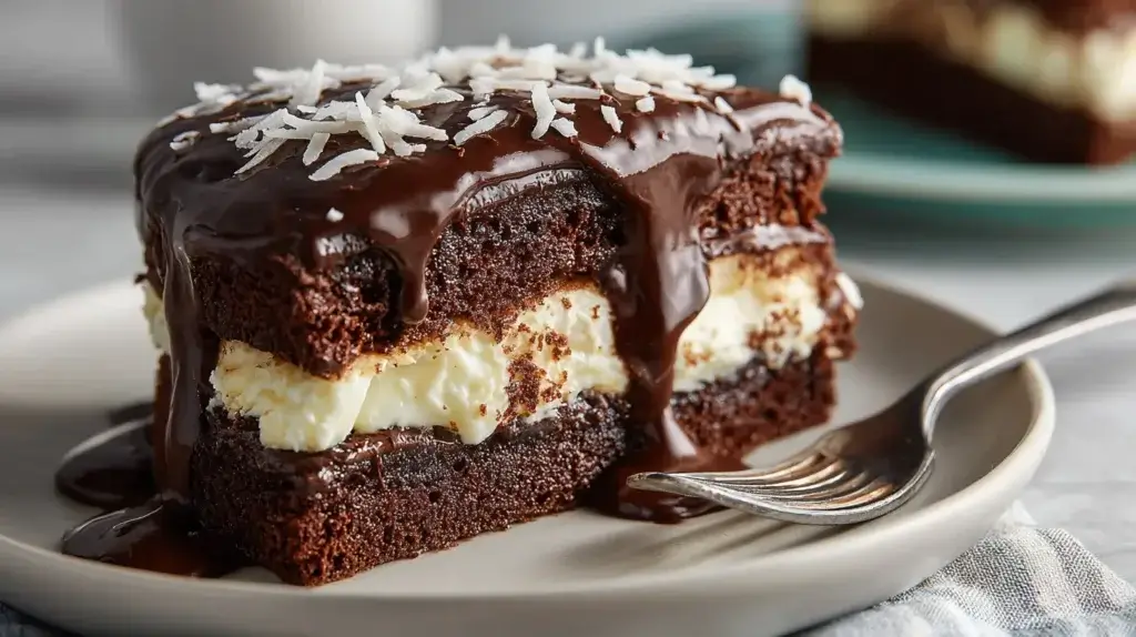 chocolate cake with creamy coconut center