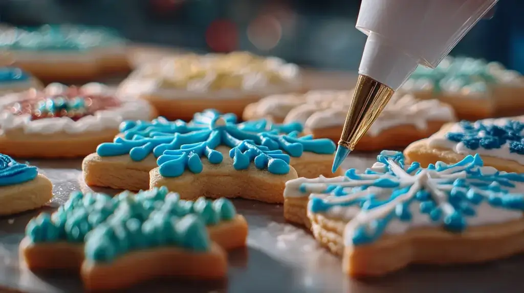 christmas cookies decorating techniques with colorful royal icing