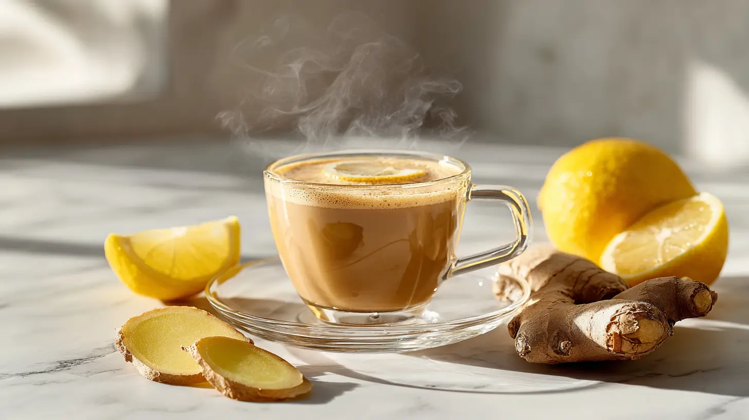 Ginger lemon coffee made with fresh ginger and lemon