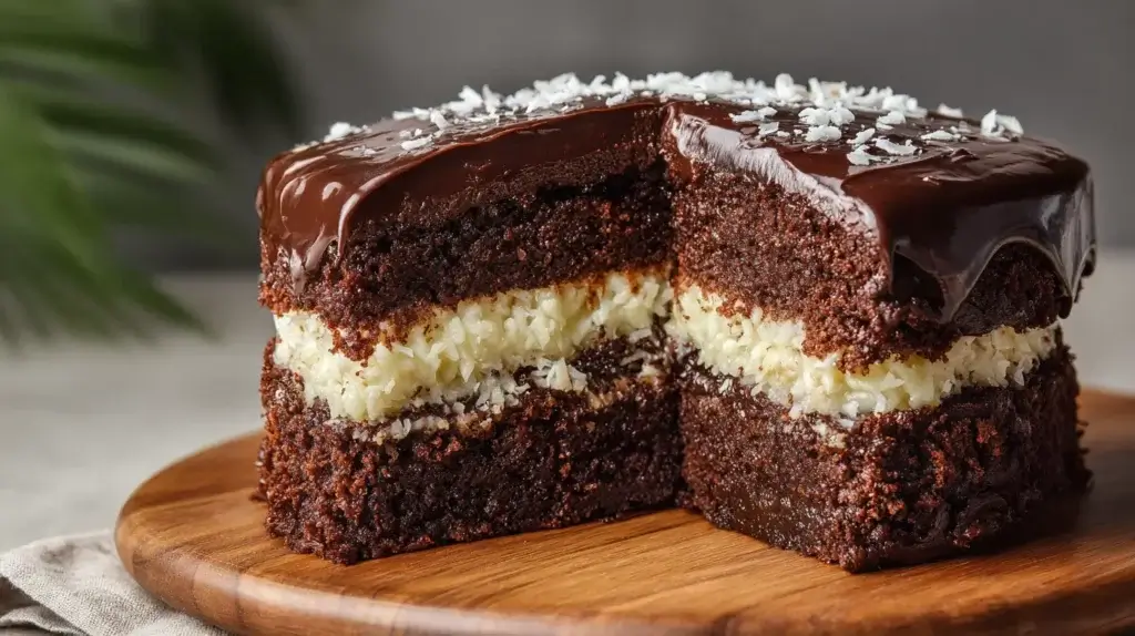 mounds cake with coconut filling