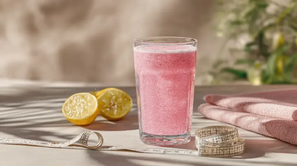 Pink gelatin diet drink for weight loss