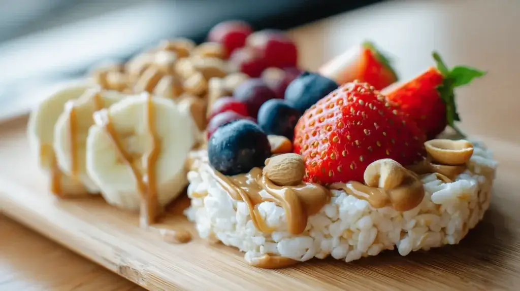 Rice cakes with healthy toppings for balanced snacking