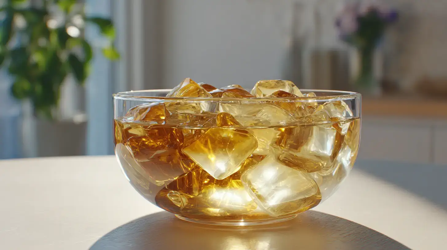Bariatric gelatin prepared as a simple food ingredient in a clear bowl