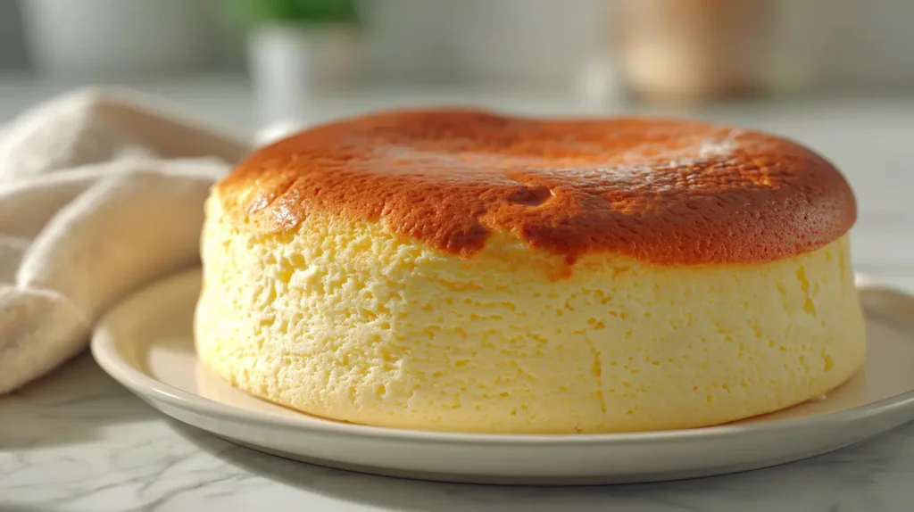 Greek yogurt Japanese cheesecake with fluffy texture and light crumb