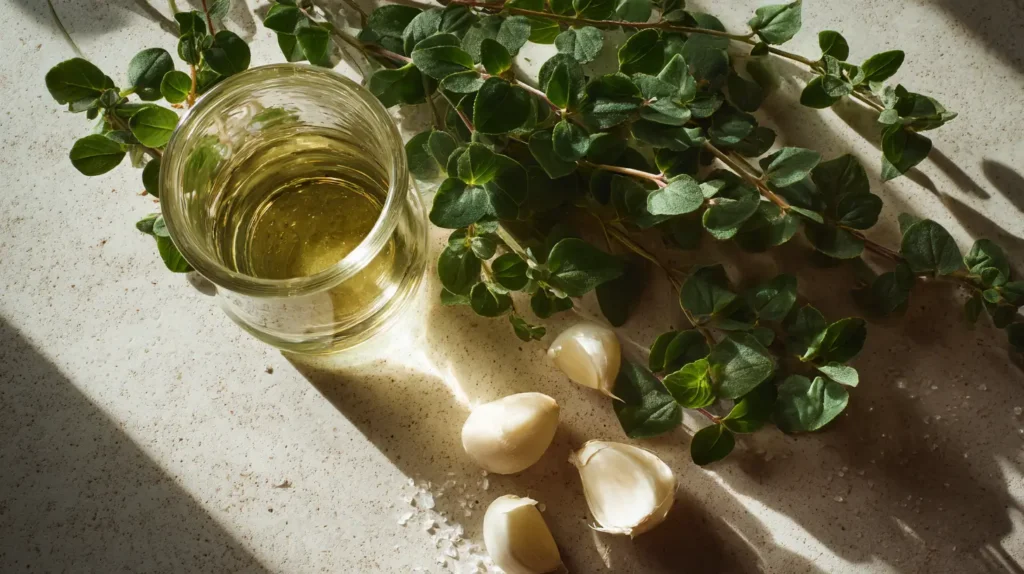 Ingredients for homemade oil of oregano