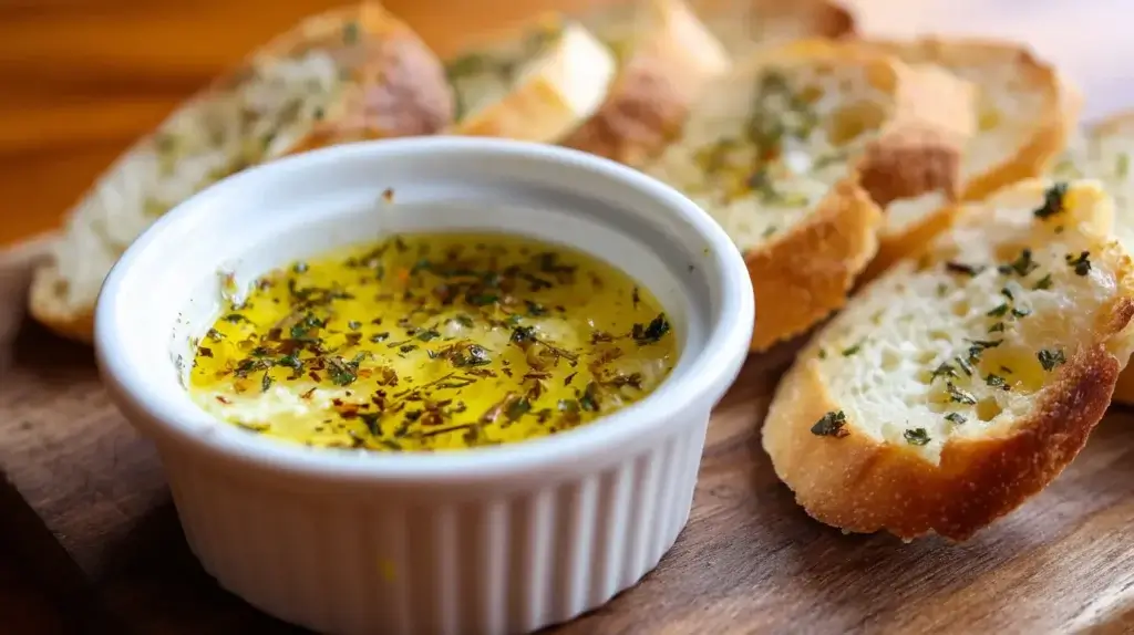 Oil of oregano bread dip served with rustic bread