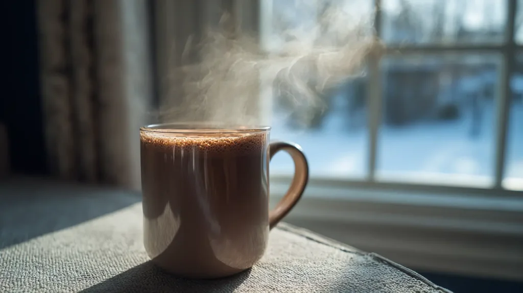 Warm electrolyte functional drink in cozy setting