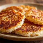 crispy rice cakes pan fried until golden and crunchy