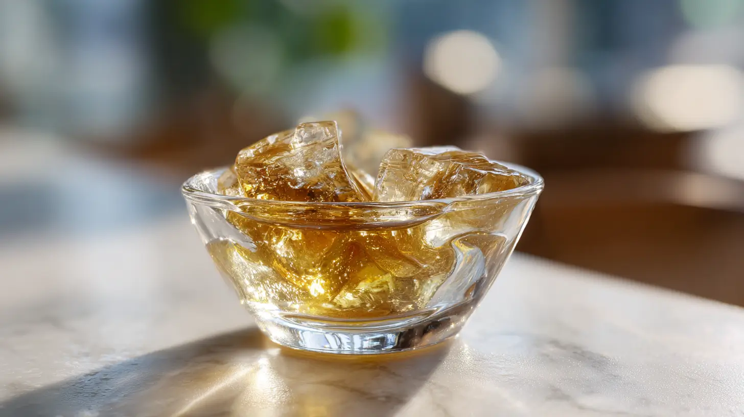 jello hack recipe made with unflavored gelatin in glass container