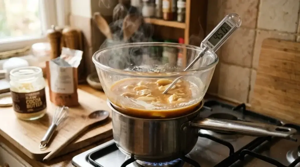 melting cocoa butter for homemade chocolate
