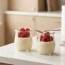 Lipojaro jello recipe in glass jars with raspberries and chia seeds