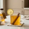 Lipojaro drink recipe with gelatin, apple cider vinegar, lemon and cinnamon in a glass mug