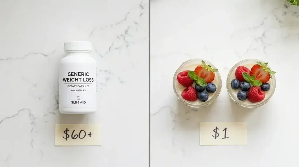 Lipojaro supplement bottle compared to homemade DIY lipojaro jello recipe jars