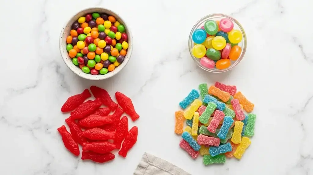 Gelatin-free candy alternatives — Skittles, Sour Patch Kids and Swedish Fish contain no gelatin