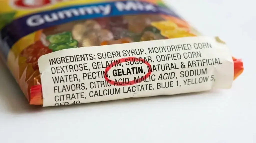 Reading candy ingredient label for gelatin — how to identify gelatin in candy packaging