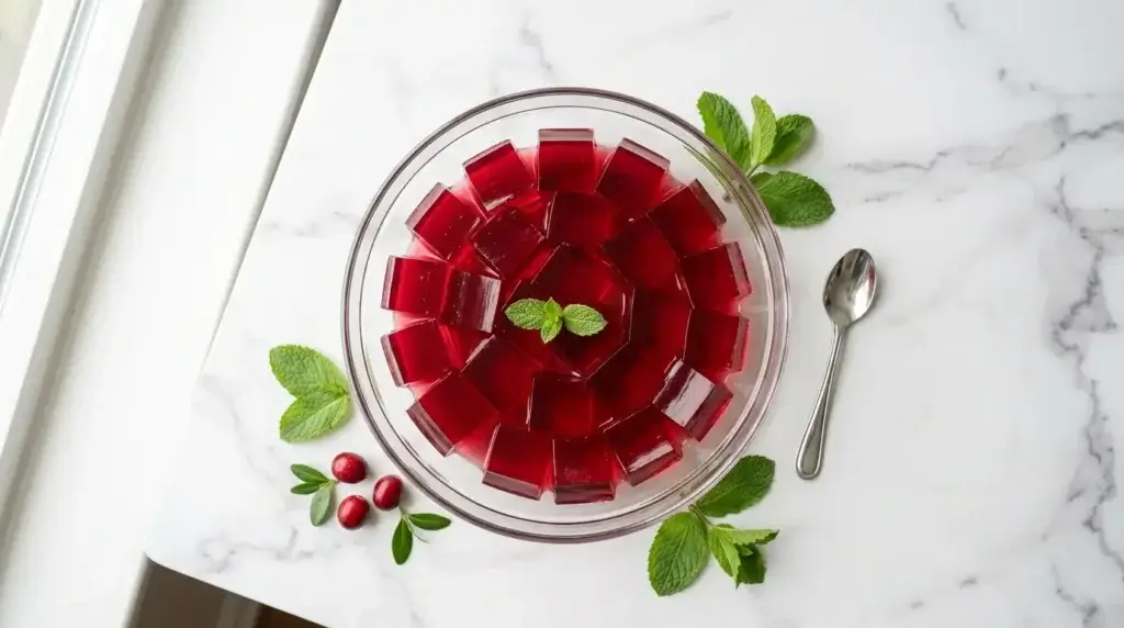 Vegan gelatin substitute — agar agar jello squares made with cranberry juice