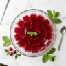 Vegan gelatin substitute — agar agar jello squares made with cranberry juice