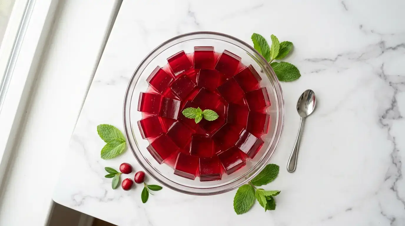 Vegan gelatin substitute — agar agar jello squares made with cranberry juice