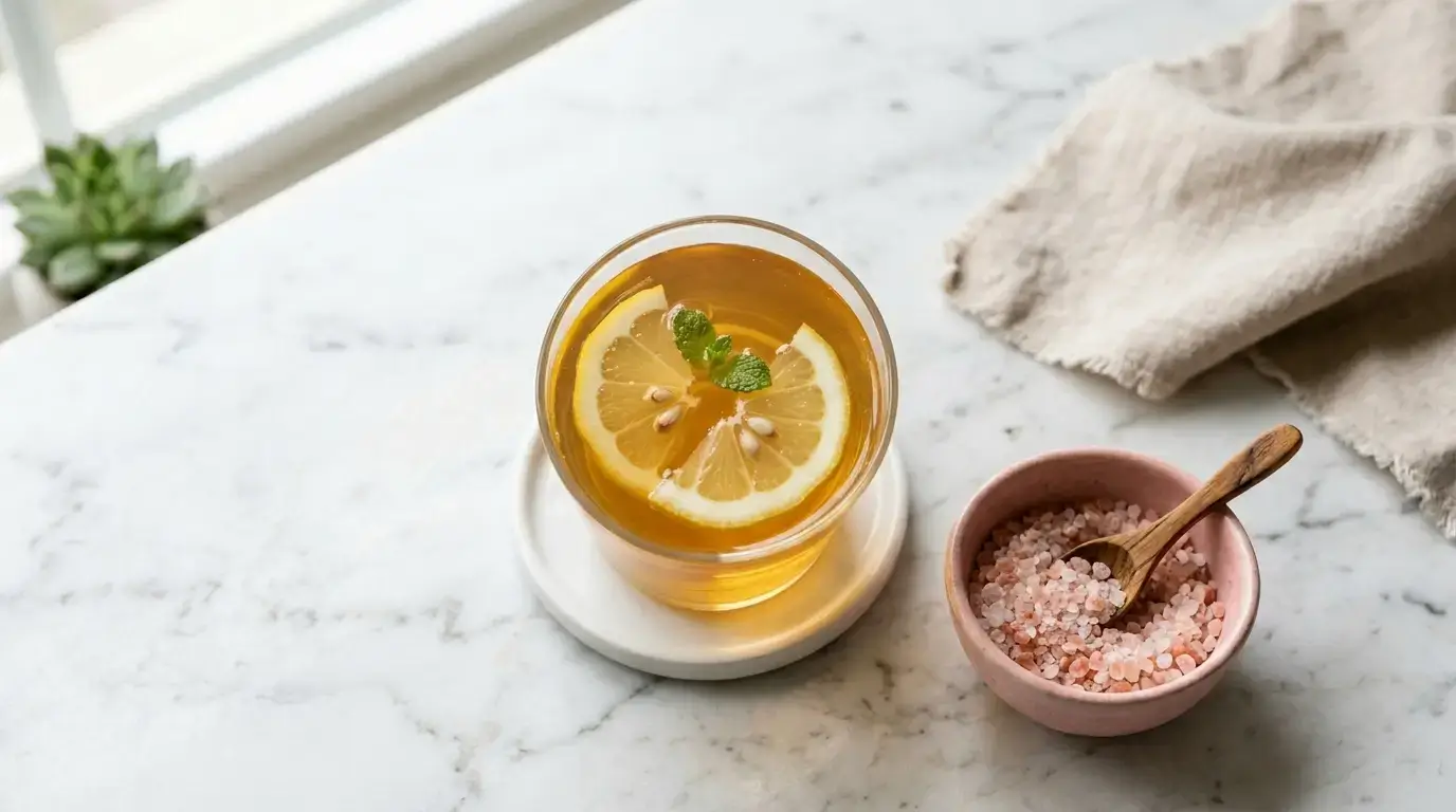 Dr. Gupta gelatin recipe drink with lemon and pink salt