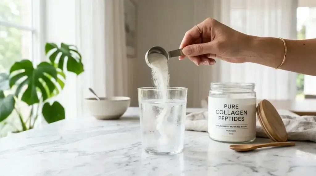 Mixing Jelly Lean collagen powder into water — how to prepare the supplement