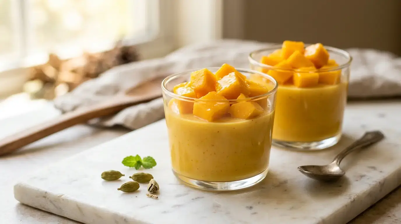Halal mango gelatin made with agar agar and coconut milk — easy halal dessert recipe