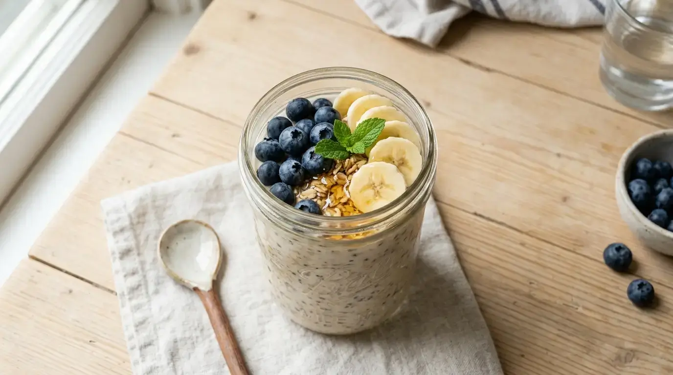 Valerie Bertinelli oat trick recipe — overnight oats for weight loss in a mason jar
