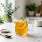 Homemade gelatin drink recipe for belly fat loss with lemon and pink salt