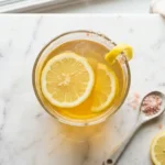 Lemon gelatin trick recipe for weight loss in glass with fresh lemon slices