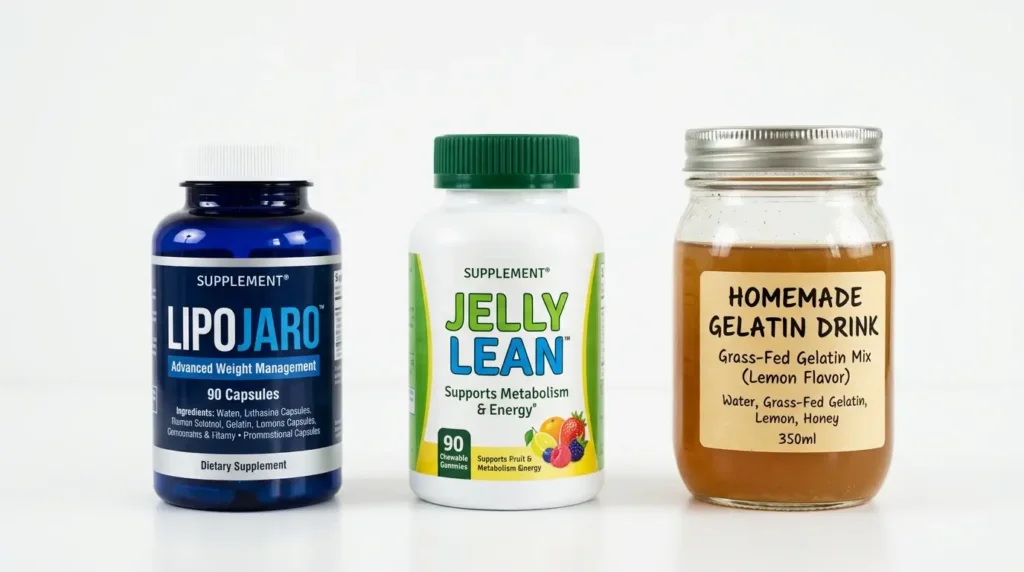 Lipojaro vs Jelly Lean vs homemade gelatin recipe comparison for weight loss