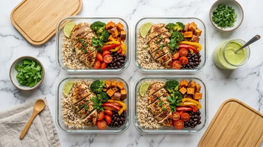 meghan trainor weight loss diet — high protein meal prep bowl