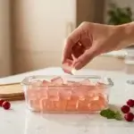 Mounjaro jello recipe cubes in a glass container for pre-meal appetite control