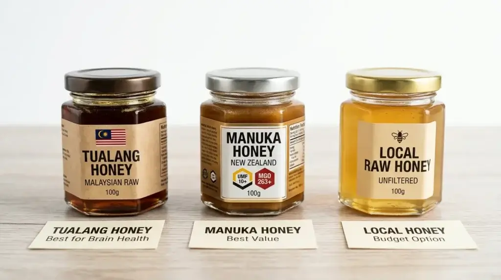 Three types of honey for the Asian honey protocol: tualang, Manuka, and local raw honey