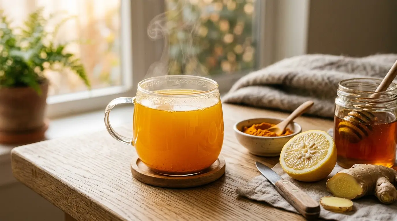 Hormone balancing gelatin smoothie for women over 50 with turmeric ginger lemon