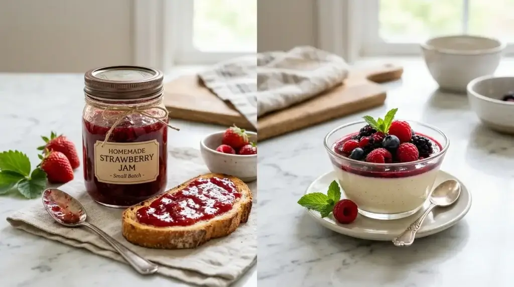 Pectin best for jam and preserves vs gelatin best for panna cotta and desserts
