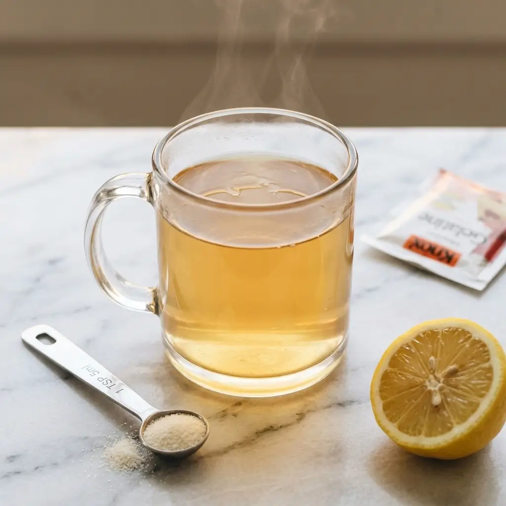 Tablespoon filled with unflavored gelatin powder for weight loss recipe