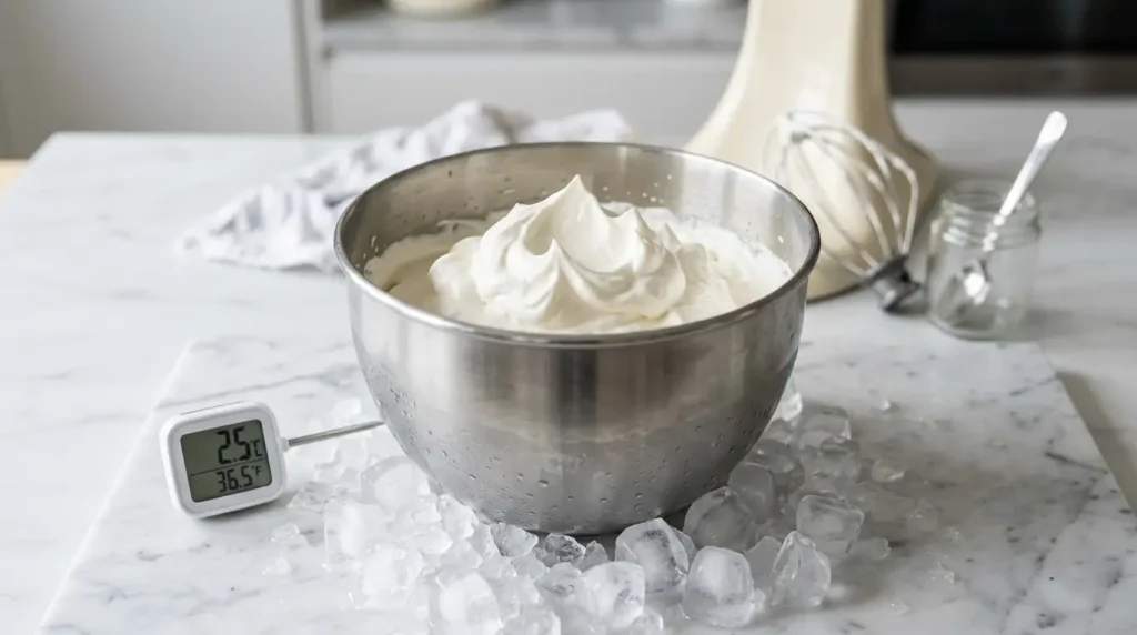 cold bowl and beaters whipping cream technique stabilized whipped cream tips