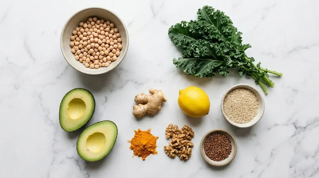 whole food plant based vegan diet weight loss ingredients chickpeas avocado greens quinoa