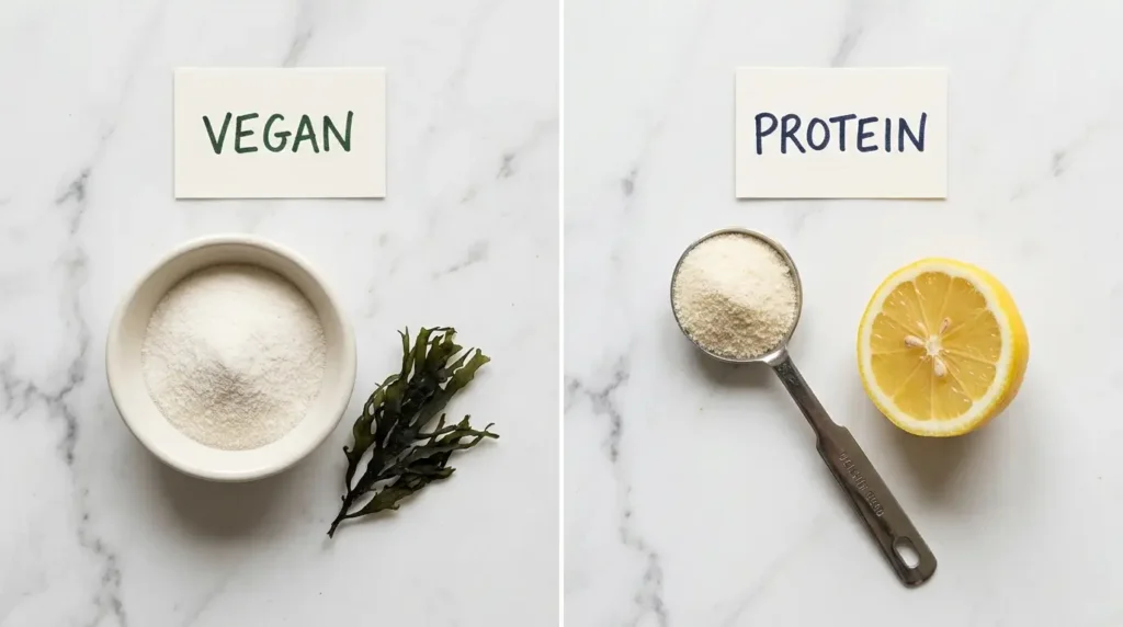 agar agar vs gelatin comparison powder vegan plant-based vs animal collagen
