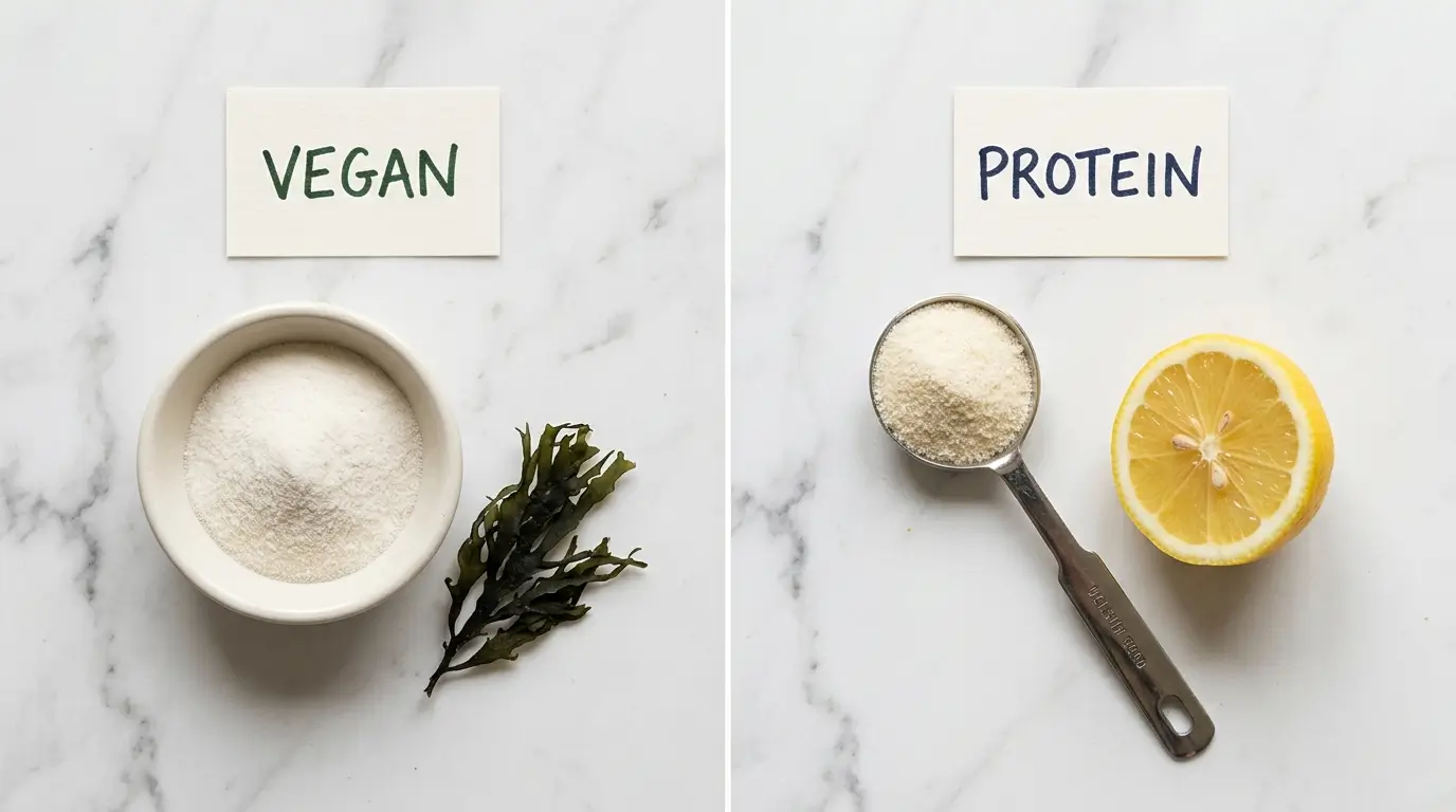 agar agar vs gelatin comparison powder vegan plant-based vs animal collagen