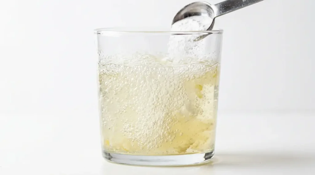 baking soda and lemon juice fizzing chemical reaction in water